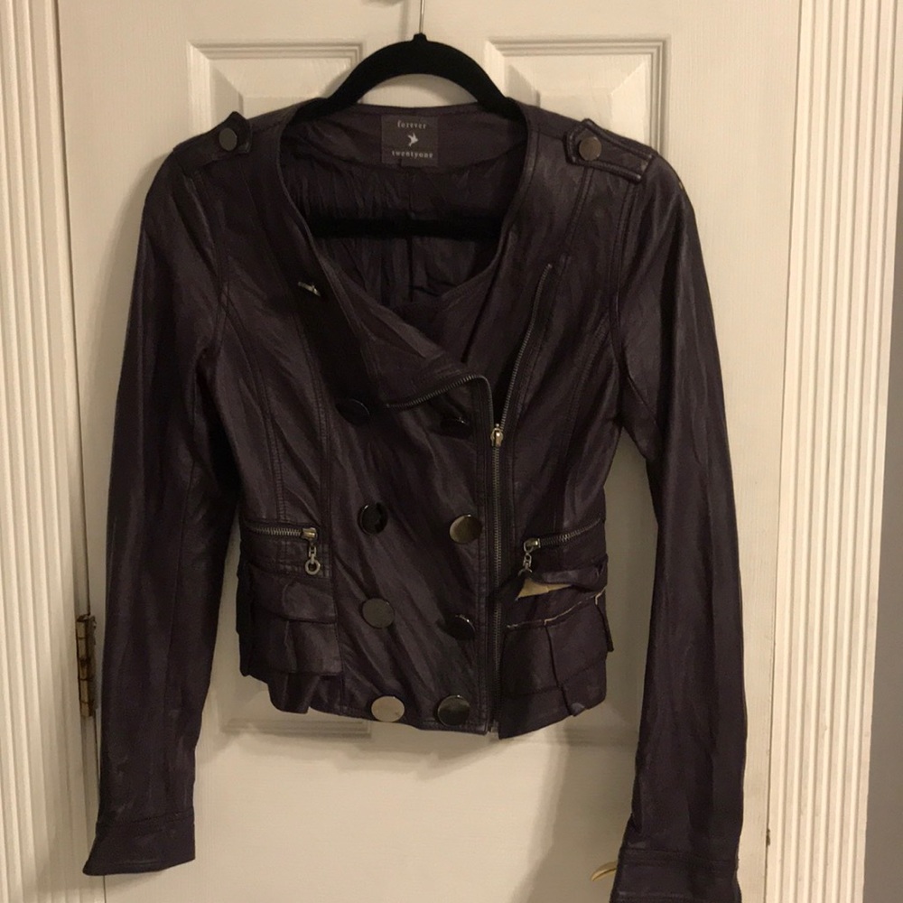 Vegan Leather Purple Motorcycle Jacket